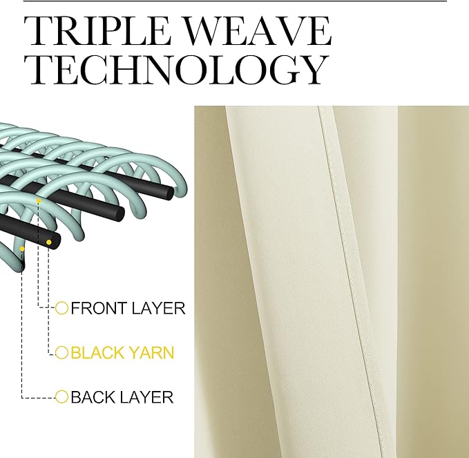 NICETOWN RV Blackout Curtains for Camper Windows, Beige, 29" Wide by 50" Long, 2 PCs, Short Blackout Curtains & Drapes, Thermal Insulated Blackout Curtain Panels for Kids Room, Play Room