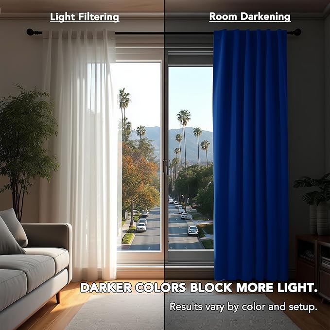 Deconovo Blackout Curtains Back Tab and Rod Pocket Thermal Insulated Room Darkening Curtains for Living Room 52Wx108L Inch Royal Blue 2 Panels
