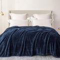 Exclusivo Mezcla Plush Fuzzy Fleece Bed Blanket Queen Size, Super Soft, Fluffy and Warm Blankets for Couch, Bed, All Season (Navy Blue, 90x90 inches)