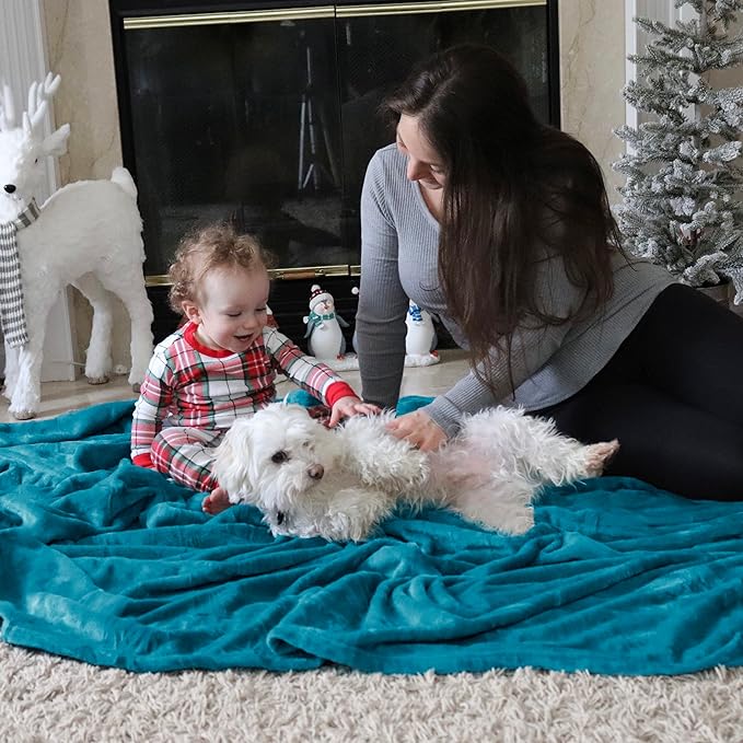 Bedsure GentleSoft Fleece Throw Blanket Teal - 300GSM Blankets for Couch, Sofa, Bed, Soft Lightweight Plush Cozy Throws for Toddlers, 50x60 inches