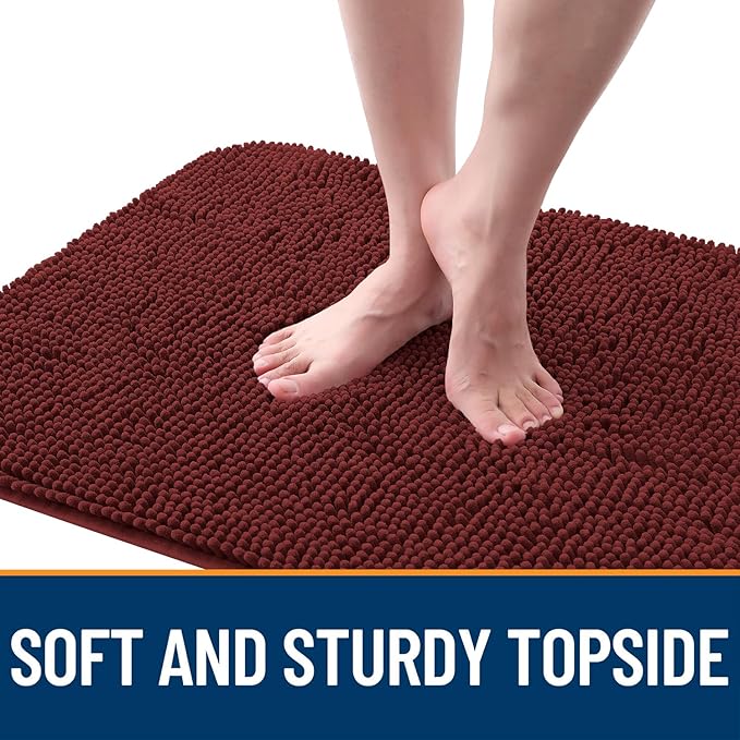OLANLY Dog Door Mat for Muddy Paws 59x20, Absorbs Moisture and Dirt, Absorbent Non-Slip Washable Doormat, Quick Dry Chenille Mud Mat, Entry Indoor Entryway Carpet for Inside Floor, Caramel Russet
