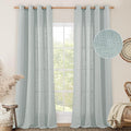 LAMIT Linen Curtains 108 Inches Long for Living Room, Bronze Grommet Linen Textured Sheer Curtains Light Filtering Curtains for Boho Farmhouse, 2 Panels, 52 x 108 Inch, Greyish Blue