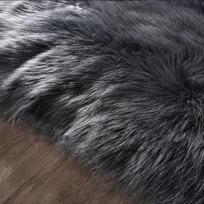 Latepis 5x8 Dark Grey Area Rug for Sofa Floor Bedroom Rugs Living Room Rugs Fluffy Fuzzy Rug for Entertainment Room Luxury Home Decor