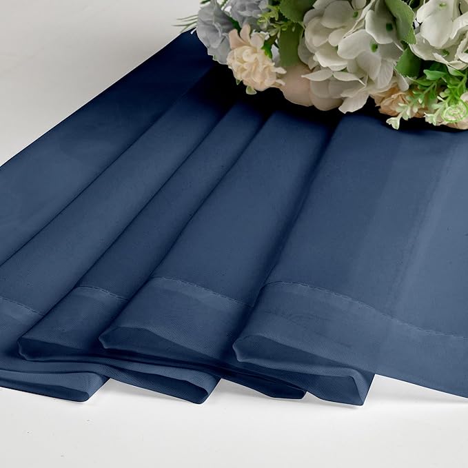 Aiyufeng Long Navy Blue Sheer Curtains 96 inches Long for Living Room, Privacy Sheer Curtains Window Treatment Translucent Sheer Drapes for Farmhouse/Cottage, 40" Wide (2 Panels)