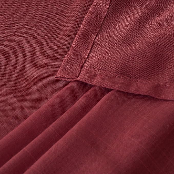 BGment Burgundy Linen Curtains 90 Inch Length for Living Room, Long Semi Sheer Window Drapes Textured for Farmhouse Bedroom Dining Rod Pocket Lightweight, 2 Panels, Each 52 Inch Wide