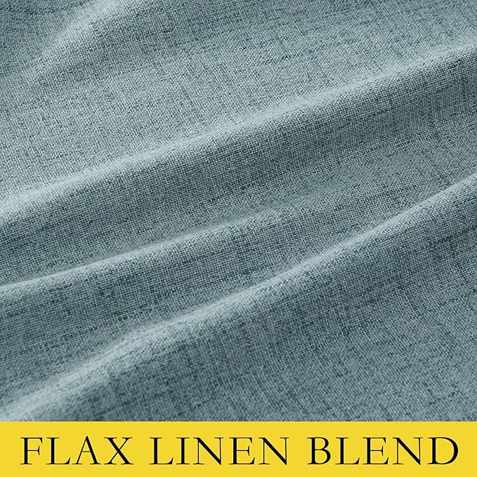 NICETOWN 100% Absolutely Blackout Linen Curtains with Thermal Insulated Liner, Skylark Blue, 42" Wide, 45" Length Energy Saving Curtains for Dining Room 2 Panels Set, Vertical Blinds