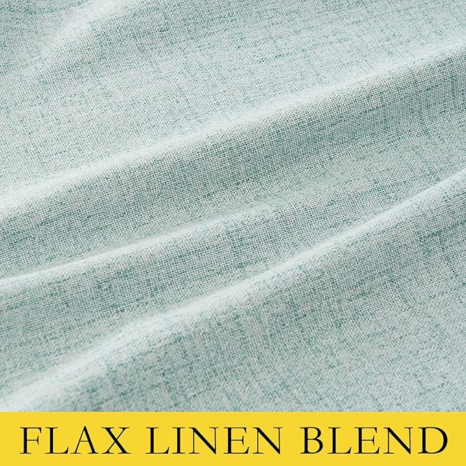 NICETOWN 100% Absolutely Blackout Linen Curtains with Thermal Insulated Liner, Seafoam Green, 42" Wide, 90" Length Energy Saving Curtains for Living Room 2 Panels Set, Vertical Blinds