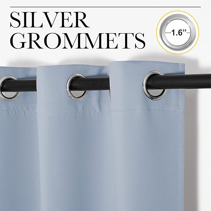NICETOWN Blackout Curtain Panels for Bedroom, 2 Panels, W70 x L95-inch, Vintage Blue, Thermal Insulated Grommet Top Blackout Draperies and Drapes for Basement