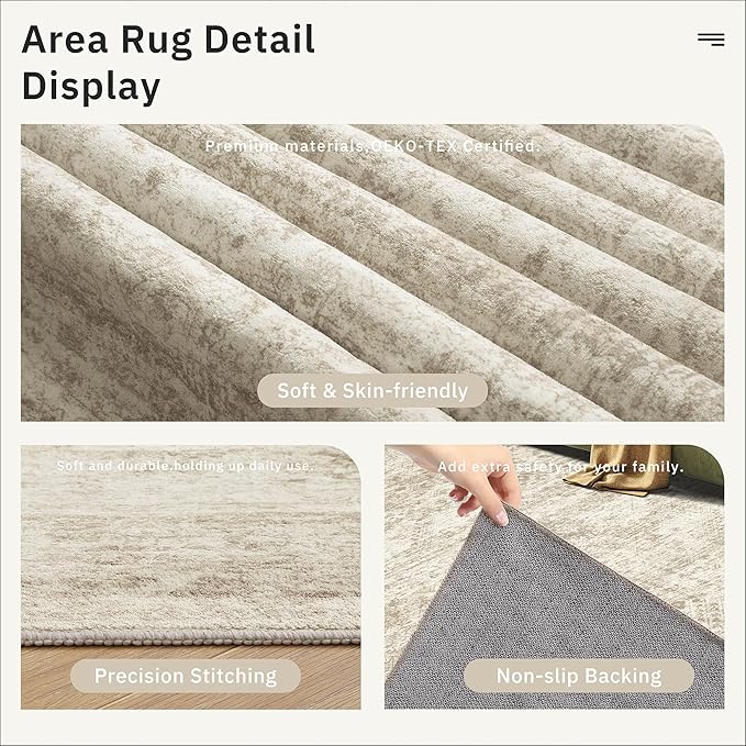 Runner Rug 3x12 Washable Non-Slip Hallway Runner Rugs for Kitchen Bathroom Laundry Room Beige Vintage Floor Carpet Runners for Hallways Entryway
