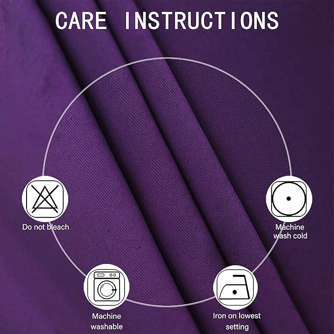 LEMOMO Purple Blackout Curtains 52 x 84 Inch Length/Set of 2 Curtain Panels/Thermal Insulated Room Darkening Curtains for Bedroom