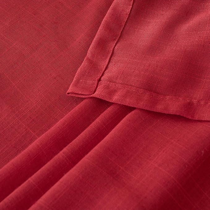 BGment Red Linen Curtains 84 Inch Length 2 Panels Set for Living Room, Window Drapes Lightweight Semi Sheer Textured for Farmhouse Bedroom with Rod Pocket, Each 42 Inch Wide