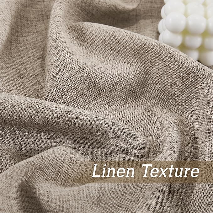 RYB HOME Linen Sheer Curtains and Drapes for Living Room and Dining Room 96 inches Length, Breathable Back Tab/Rod Pocket Semi Sheer Curtains, Oatmeal, W 52 x L 96 inches, 2 Panels Set