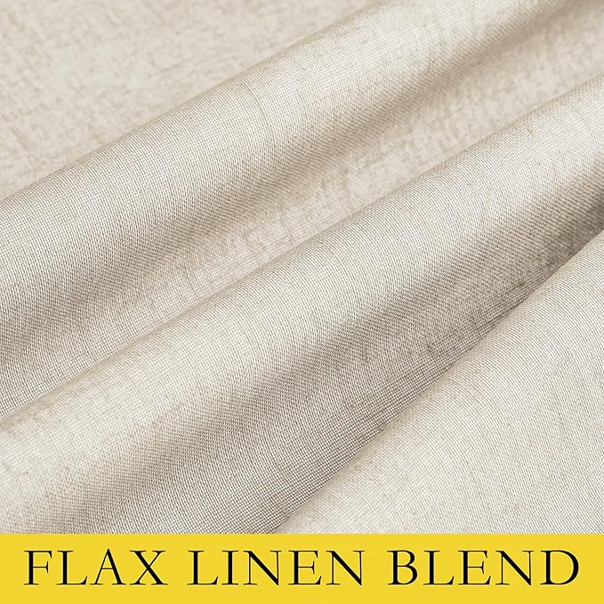 NICETOWN 100% Absolutely Blackout Linen Curtains with Thermal Insulated White Liner, 52" W, 2 PCs, Beige, 108" Long Drapes Sweep The Floor Decorative Keep Privacy Panels for Living Room/Villa/Bedroom