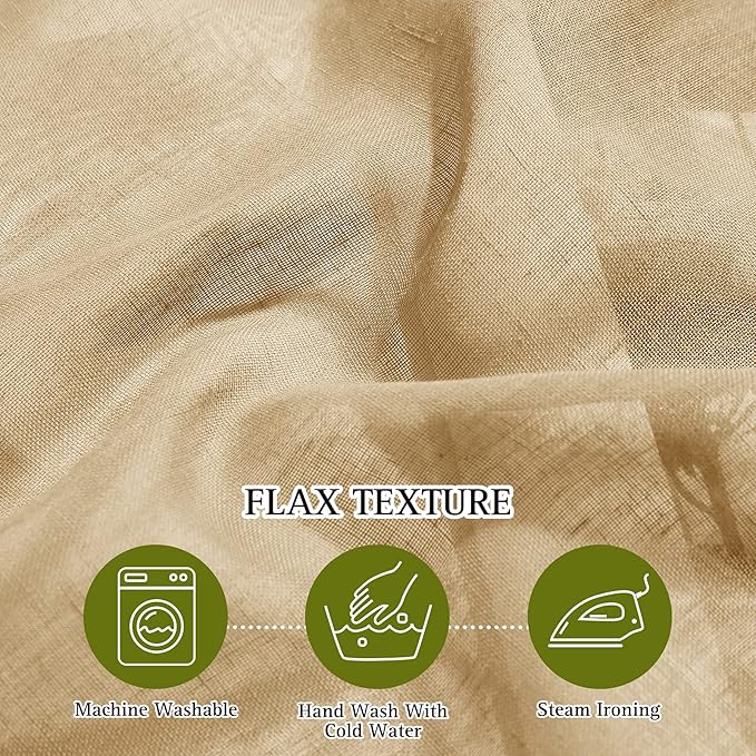 NICETOWN Linen Textured Semi Sheer Bedroom Curtains, Grommet Top Casual Thick Semitransparent Flax Sheer Window Treatment Privacy for Living Room, Camel, W52 x L72, Sold by 2 Panels