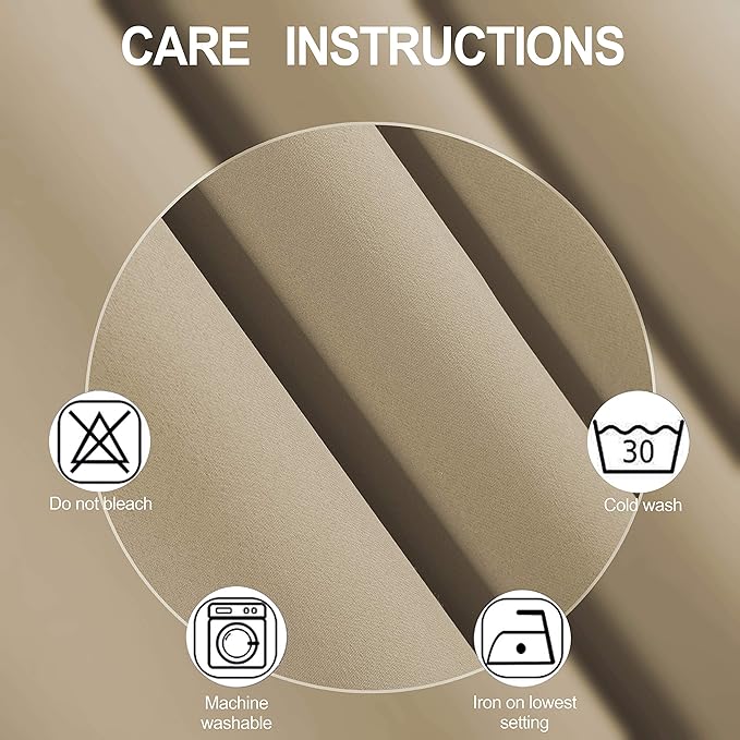 LEMOMO Beige Blackout Curtains/42 x 84 Inch/Set of 2 Panels Room Darkening Curtains for Bedroom