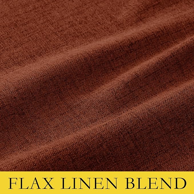 NICETOWN 100% Absolutely Blackout Linen Curtains with Thermal Insulated Liner, 42" Wide, 2 Panels, 72" Long Drapes, Grommet Retro Burnt Orange Linen Curtains Vertical Drapes Privacy for Bedroom