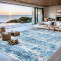 Area Rugs Living Room Rug - 5x7 Washable Modern Abstract Soft Neutral Non-Slip Carpet Large Indoor Floor Thin Carpets for Bedroom Dining Room Farmhouse Nursery Home Office Blue Grey