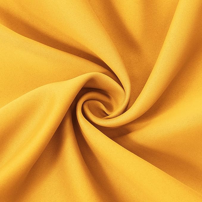 LEMOMO Yellow Blackout Curtains/52 x 45 Inch Length/Set of 2 Panels Grommet Bedroom Curtains for Living Room Curtains
