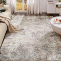UERMEI 6x9 Area Rug Living Room Rugs - Washable Neutral Modern Abstract Soft Thin Large Rug Indoor Floor No Slip Rug Carpet for Bedroom Under Dining Table Home Office Decor - Brown Grey
