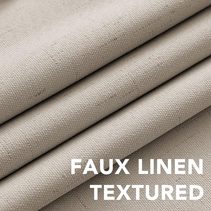 H.VERSAILTEX 100% Blackout Curtains for Bedroom Thermal Insulated Linen Textured Curtains Heat and Full Light Blocking Drapes Living Room Curtains 2 Panel Sets, Cobblestone, 52x72 Inch