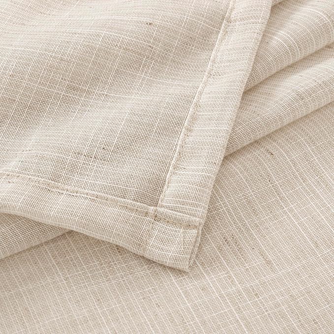 BGment 80 Inches Long Linen Semi Sheer Curtains for Bedroom, Oatmeal Light Filtering Window Drapes with Rod Pocket Lightweight Natural for Farmhouse Living Room, 2 Panels Set, Each 52 Inch Wide