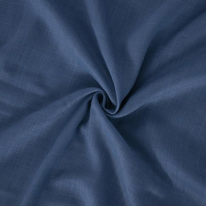 BGment 102 Inch Length Navy Blue Linen Curtains for Living Room, Semi Sheer Window Drapes Extra Long Light Filtering for Bedroom with Rod Pocket Lightweight, 2 Panels Set, Each 52 Inch Wide