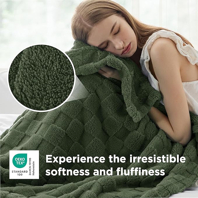 Bedsure GentleSoft Olive Green Spring Throw Blanket for Couch - Super Soft Cozy Blankets Gifts for Kids Girls, Cute Small Fleece Throws for Bedroom Home Decor, 50x70 Inches