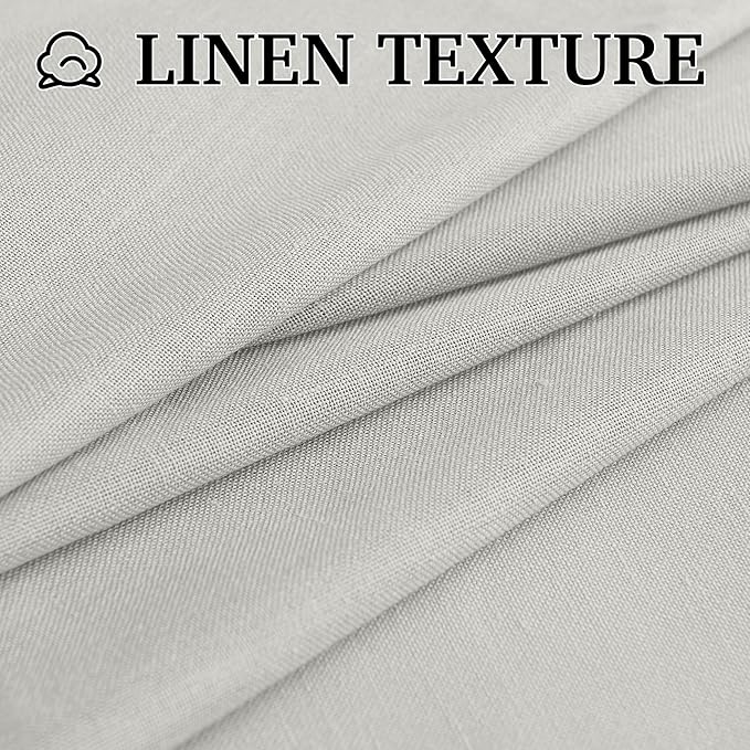 RYB HOME Linen Sheer Curtains for Living Room Bedroom, Back Tab 120 inches Farmhouse Boho Rustic Decoration for Dining Room Nursery, Grey, W 52 x L 120 inches, 2 Panels Set