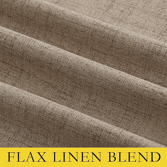 NICETOWN Burlap Vintage Open Linen Weave Flax Thermal Curtains, 100% Blackout Curtains 84" Long for Dining Room, Soundproof Window Treatment Drapes for Hall Room, 42" Wide Per Panel, Set of 2
