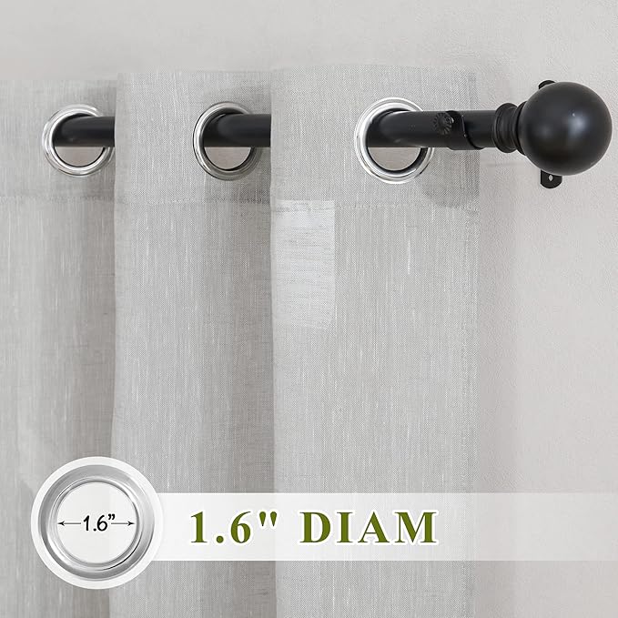 NICETOWN Semi Sheer Grey Curtains 84 inches Long, Grommet Linen Weave Semi Sheer Window Drapes Privacy with Light Filtering for Living Room/Bedroom, W36 x L84, 2 Panels