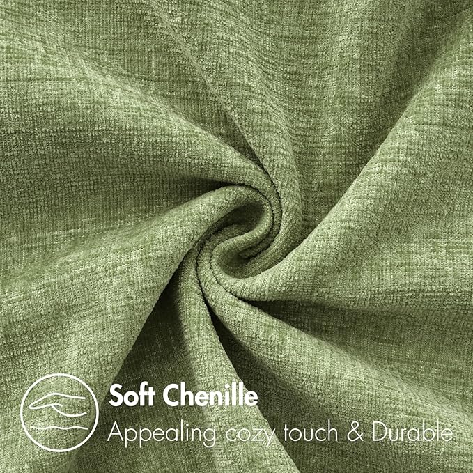MIULEE Pack of 2 Couch Throw Pillow Covers 22x22 Inch Spring Soft Sage Green Chenille Pillow Covers for Sofa Living Room Solid Dyed Pillow Cases