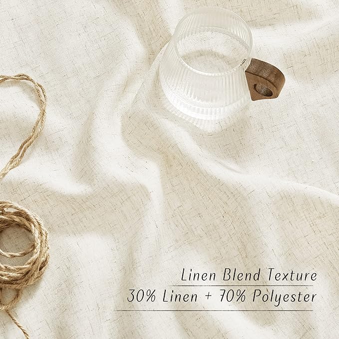 NICETOWN Linen 36 inch Curtains for Kitchen Window, Grommet Thick Flax Linen Burlap Small Window Treatments Privacy Assured with Light Filtering for Cafe/Kids Room, W42 x L36, 2 Panels