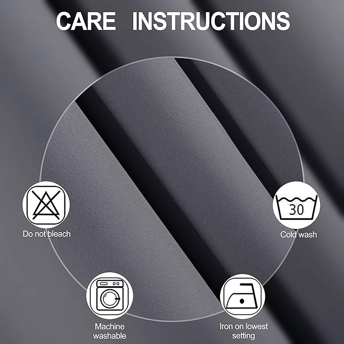 LEMOMO Grey Blackout Curtains 66 x 63 Inch Length/Set of 2 Curtain Panels/Thermal Insulated Room Darkening Blackout Curtains for Bedroom
