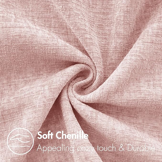 MIULEE Pack of 2 Couch Valentines Throw Pillow Covers 20x20 Inch Soft Spring Pink Chenille Pillow Covers for Sofa Living Room Solid Dyed Pillow Cases