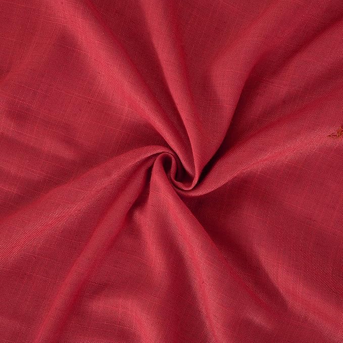 BGment Red Linen Curtains 40 Inch Length for Kitchen Window, Short Semi Sheer Drapes with Rod Pocket Light Filtering for Cafe Over Sink Bathroom Lightweight, 2 Panels, Each 30 Inch Wide
