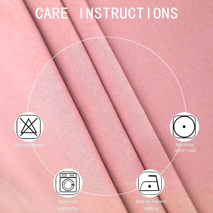 LEMOMO Blackout Curtains 52 x 63 inch/Pink Curtains Set of 2 Panels/Thermal Insulated Room Darkening Bedroom Curtains