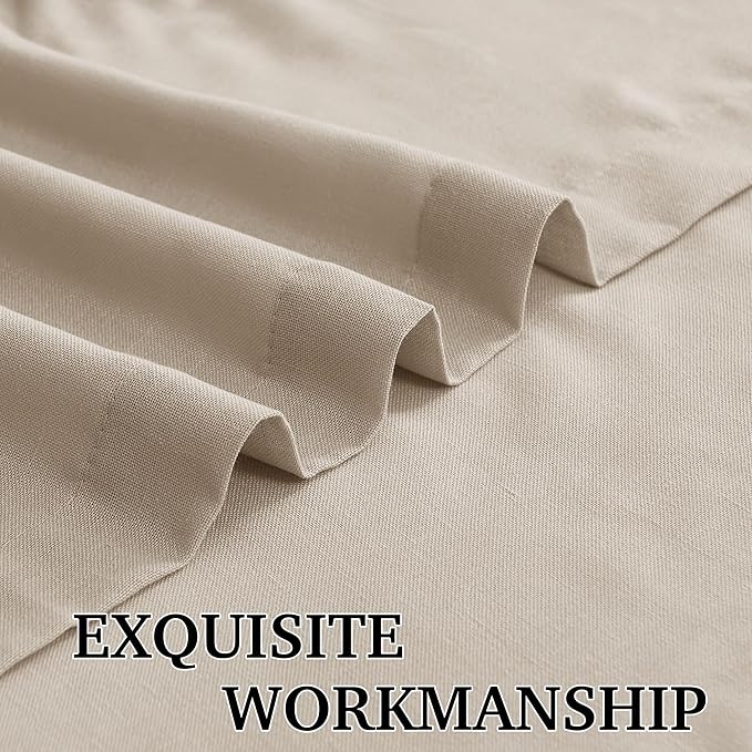 RYB HOME Guaze Burlap Curtains 95 inches Long, Large Window Treatment Back Tab Thick Linen Texture Fabric Privacy Added Drapery for Sliding Glass Door, Taupe, W 52 x L 95 inches, 2 Panels Set