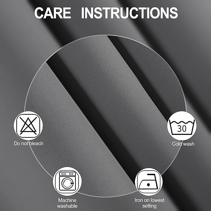 LEMOMO Frost Grey Blackout Curtains 66 x 63 Inch Length/Set of 2 Curtain Panels/Thermal Insulated Room Darkening Blackout Curtains for Bedroom