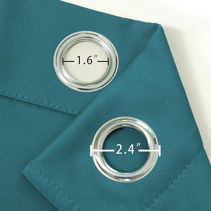 LEMOMO Sea Teal Thermal Blackout Curtains/52 x 63 Inch/Set of 2 Panels Room Darkening Curtains