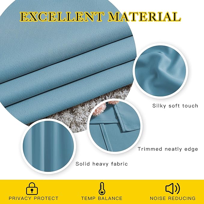 NICETOWN Blackout Curtains and Drapes - Energy Saving Thermal Insulated Solid Grommet Blackout Draperies for Sliding Glass Door/Patio (1 Pair, W80 x L84, Teal Blue)