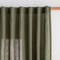 MYSKY HOME Short Semi Sheer Curtains for Bedroom 63 Inches Long Light Filtering Privacy Drapes for Small Window Linen Look Boho Home Decor Curtain for Parties, 50" x 63", Olive Green, 2 Pieces
