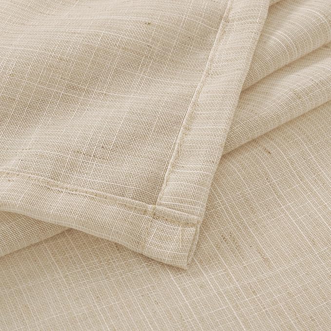 BGment Burlap Linen Semi Sheer Curtains 84 Inch Length for Living Room, Light Filtering Window Drapes with Rod Pocketfor Bedroom Farmhouse Dining Lightweight, 2 Panels Set, 42 Inch Wide Each Panel