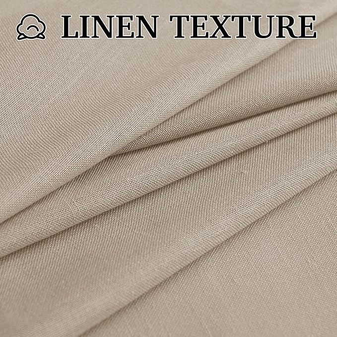 RYB HOME Linen Sheer Curtains 120 inches Long, Room Divider Curtains for Office Bedroom Separation, Large Window Drapes for Patio Sliding Glass Door, Taupe, 2 Panels