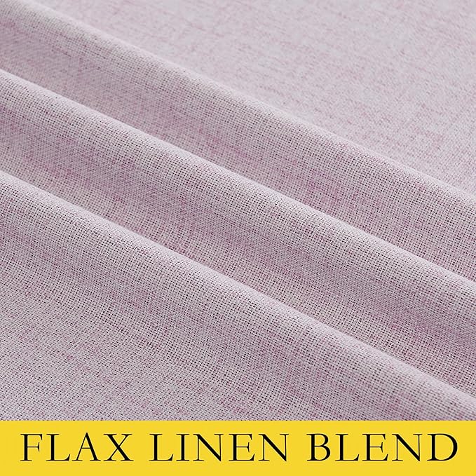 NICETOWN Pink Vintage Linen 100% Blackout Curtains for Living Room, Thermal Insulated Curtains 90" Long, Noise Reducing Window Treatment Drapes for Hall Room, 42" Wide Per Panel, Set of 2