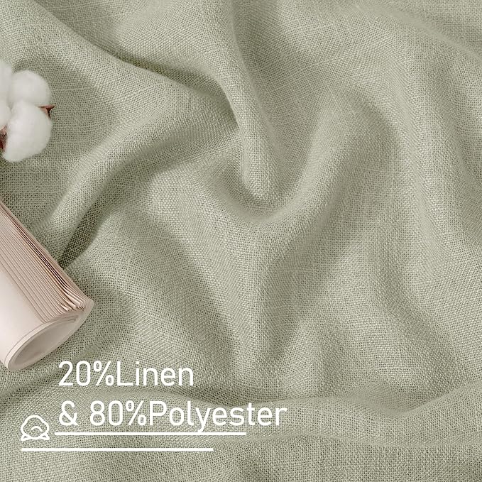 LAMIT Linen Curtains 63 inch Length 2 Panels for Living Room, Light Filtering Panels Bronze Grommet Neutral Textured Drapes for Bedroom/Office, Sage Grey, 34 x 63 Inch