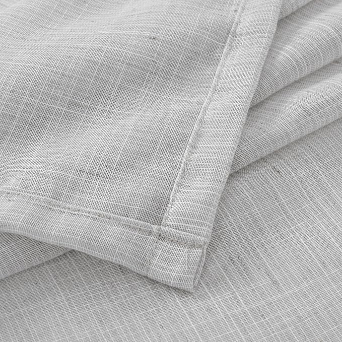 BGment Light Grey Linen Curtains for Kithchen Cafe Window 40 Inch Length - Rod Pocket Semi Sheer Drapes Light Filtering for Bathroom Bedroom Lightweight Rustic, 2 Panels Set, 42 X 40 Inch