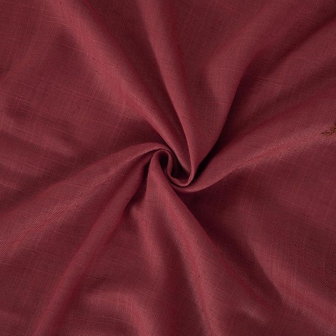 BGment Burgundy Linen Kitchen Window Curtains Over Sink 36 Inch Length, Short Cafe Drapes Lightweight Semi Sheer with Rod Pocket for Bathroom Windows, 2 Panels Set, Each 42 Inch Wide