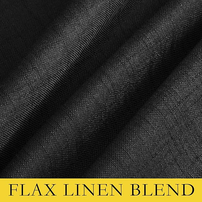 NICETOWN Vintage Open Linen Weave Flax Thermal Curtains, 100% Blackout Curtains 54" Long for Dining Room, Soundproof Window Treatment Drapes for Cafe, Black, 42" Wide Per Panel, Set of 2