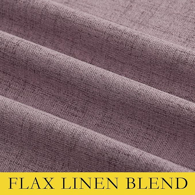 NICETOWN Chaise Mauve Vintage Linen 100% Blackout Curtains for Living Room, Thermal Insulated Curtains 90" Long, Noise Reducing Window Treatment Drapes for Hall Room, 42" Wide Per Panel, Set of 2