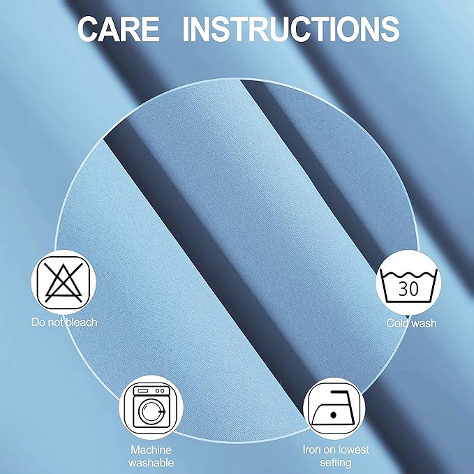 LEMOMO Sky Blue Thermal Blackout Curtains/52 x 95 Inch/Set of 2 Panels Room Darkening Curtains